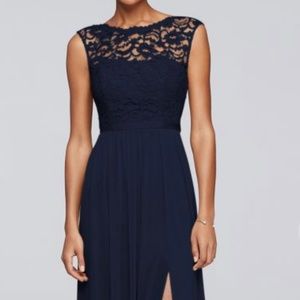 Lace and chiffon navy (marine) dress